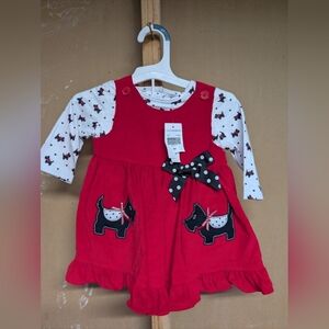 3/$20 [NWT] Goodlad | 6-9mo Red Christmas Dog Print Dress Set